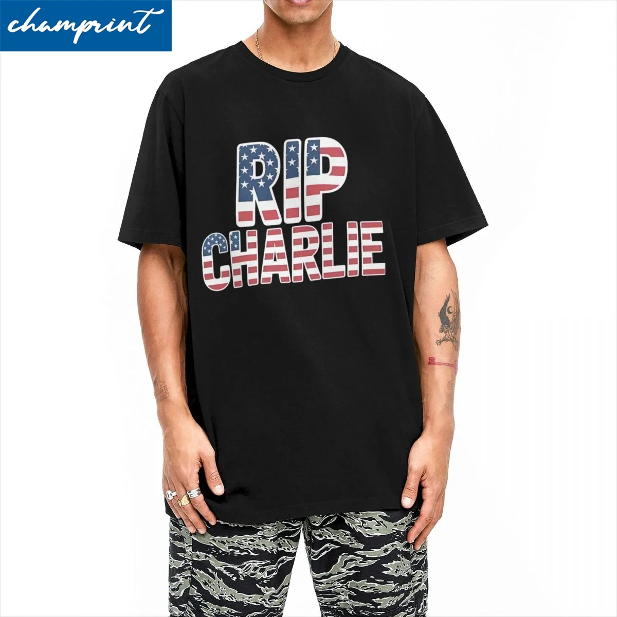Men Women's RIP Charlie Kirk Pray For Charlie T Shirts Pure Cotton Clothing Novelty Short Sleeve Round Neck Tee Shirt Party