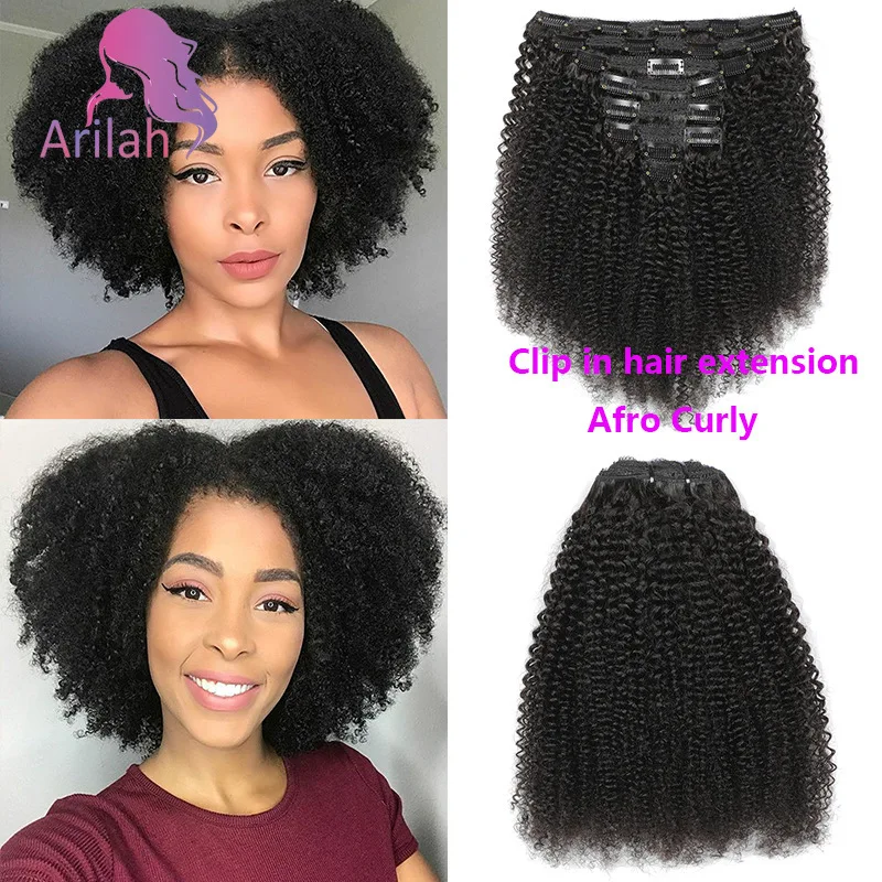 

10-24 дюйма, класс 12А, монгольские афро-кудрявые вьющиеся заколки из человеческих волос, человеческие волосы, полная голова, афро-кудрявые вьющиеся заколки, пучки