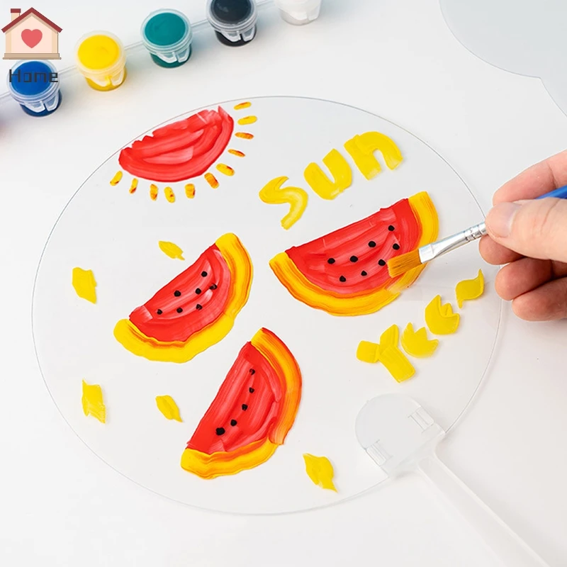 10ชิ้นพัดลมมือกลมเปล่า DIY kipas Tangan cina ประสิทธิภาพบนเวทีตกแต่งผนังมือสำหรับงานฝีมือทำมือกราฟฟิตี