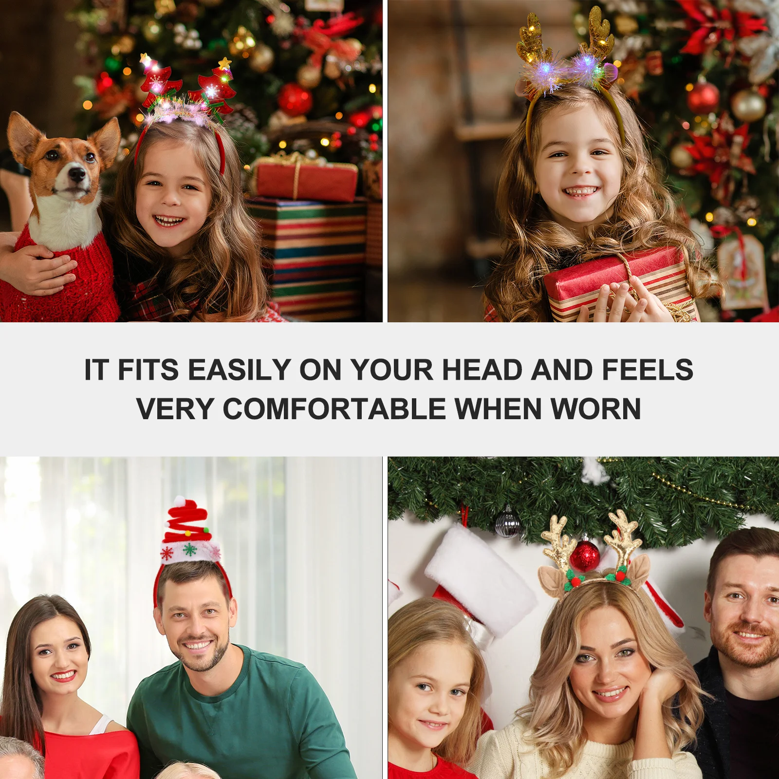 

9Pcs Christmas Headwear Hair Hoop Cute Tree Design Headband for Adults Festive Xmas Party Wear Comfortable Lightweight