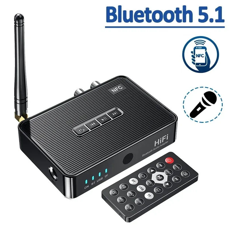 HiFi Bluetooth 5.1 Audio Receiver NFC with Remote Control RCA 3.5mm Wireless Music Adapter for Car Home Stereo Speaker Amplifier