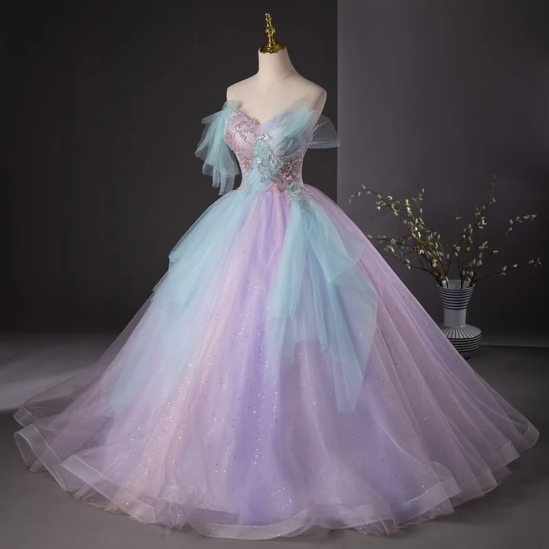 Vestido strapless Srube para festa de aniversário, quinceanera vestido de baile, novo, 2024, vestido de baile