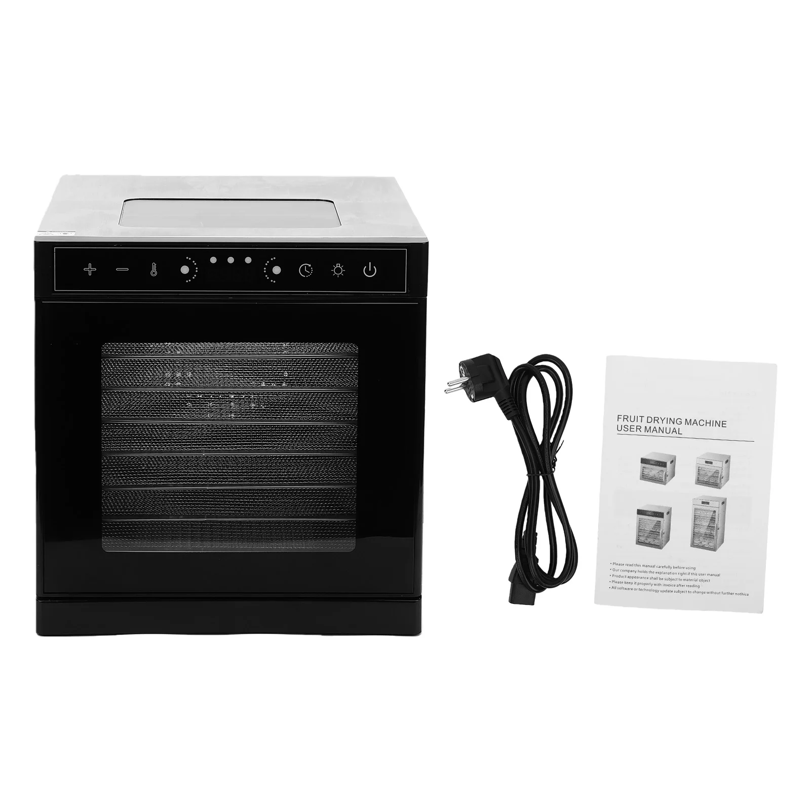 Food Dehydrator with Viewing Window 8 Stainless Steel Trays Food Dryer Built-in Light Adjustable Timer Adjustable Temperature