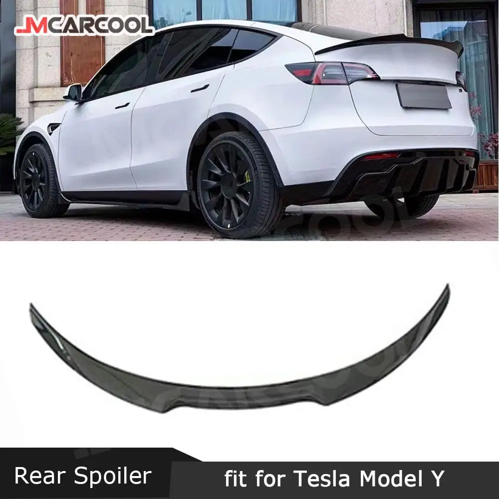 

JMCARCOOL ABS Spoiler на заднее крыло багажника для Tesla Model Y 2021+ Спойлер на заднее крыло багажника Добавить в стиле автомобиля из углеродного волокна