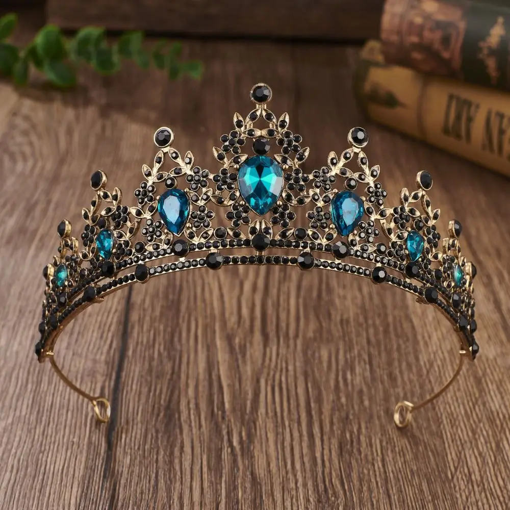 Exquisite Luxury Baroque Crown Shiny Metal Bridal Tiara Multicolor Hair Ornaments Princess Rhinestone Crown Wedding