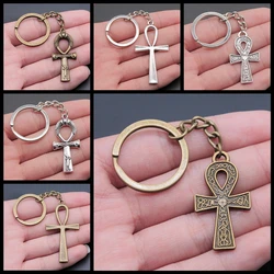 Creative Party Jewelry Accessories Gift Keychain DIY Metal Holder Chain Vintage Life Key Ankh Cross Pendant New Fashion Gift