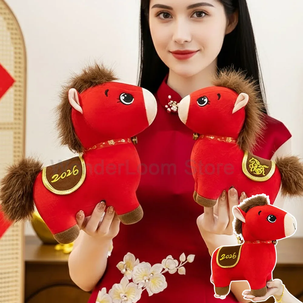 Peluche cavallo fortunato rosso 20/25/30 cm Capodanno mascotte Chinatown Pony Decor Festival Regalo per bambini Regalo per bambini