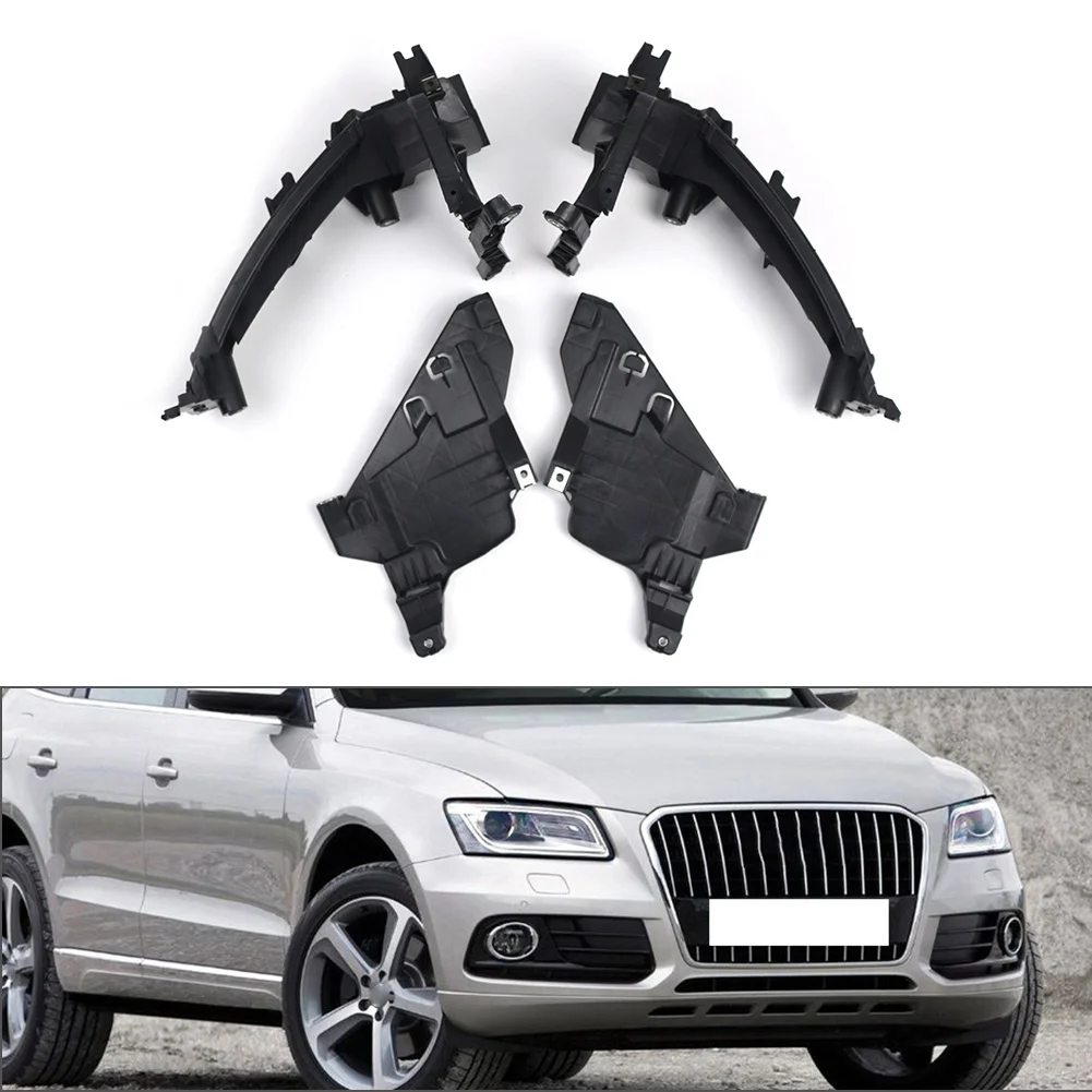 Plate Bracket Retainer Headlight Mount Support 4pcs For Audi Q5 SQ5 S-Line 2013-2017 ABS Black