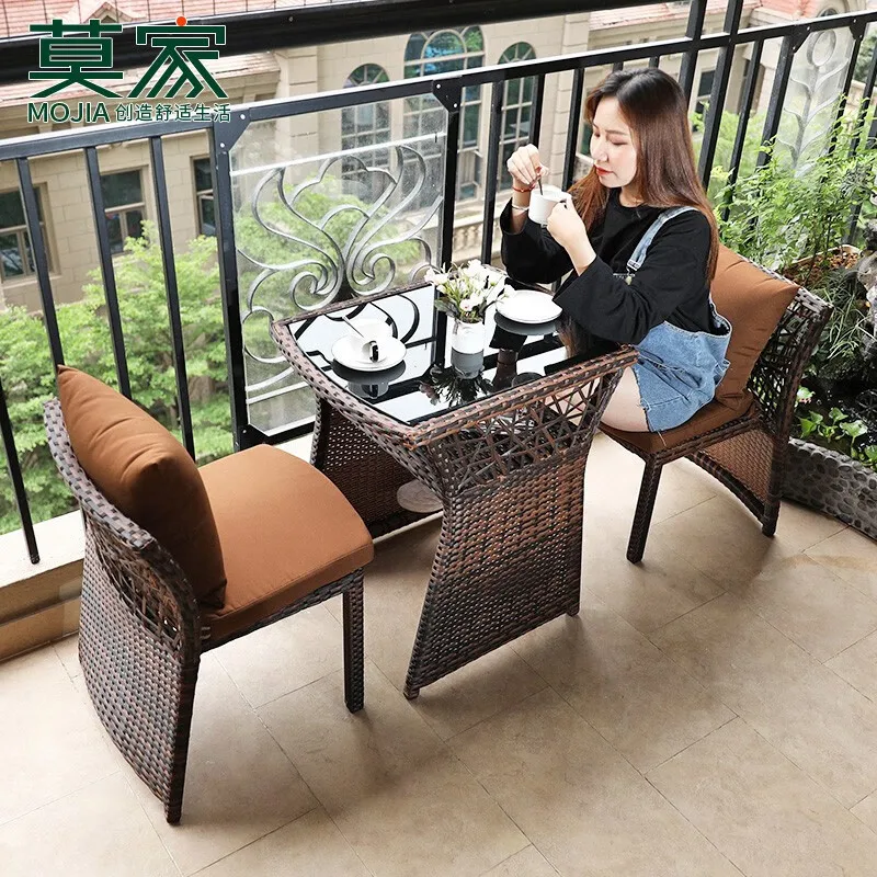 

Balcony Table and Chair Combination Outdoor Garden Furniture Rattan Table and Chair Leisure Garden Terrace Table and Chair