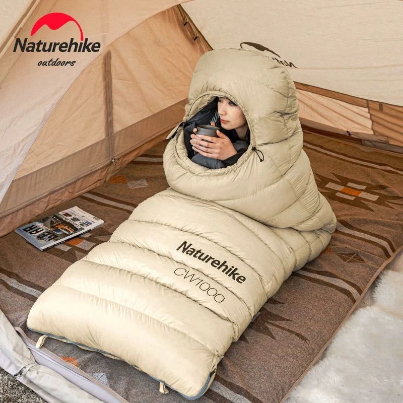 

Naturehike Ultralight 85% White duck down Sleeping Bag 20D Nylon Camping Outdoor Hiking Winter Thickened Waterproof 650FP/750FP