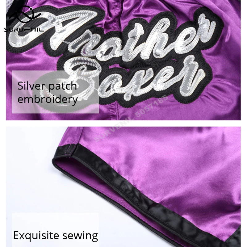 الملاكمة التايلاندية السراويل سراويل ملاكمة الرجال النساء الطفل تنفس فنون الدفاع عن النفس MMA موحدة رياضة القتال كيك بوكسينغ السراويل الوردي الأرجواني #6