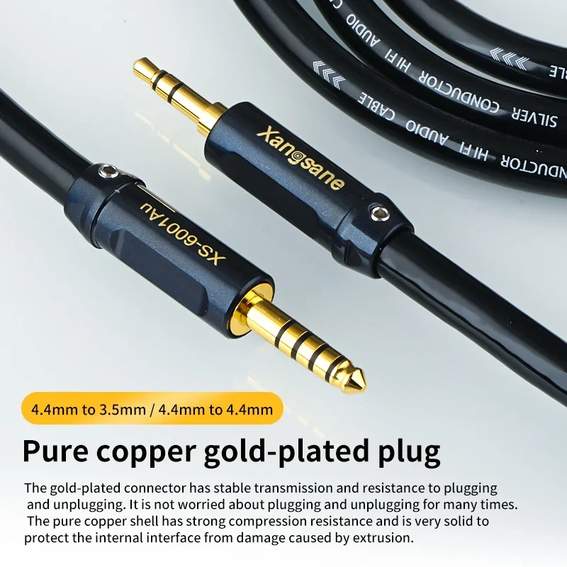 4N pure silver 4.4mm upgraded audio cable 4.4mm balanced to 3.5mm headphone cable aux car player coaxial output cable