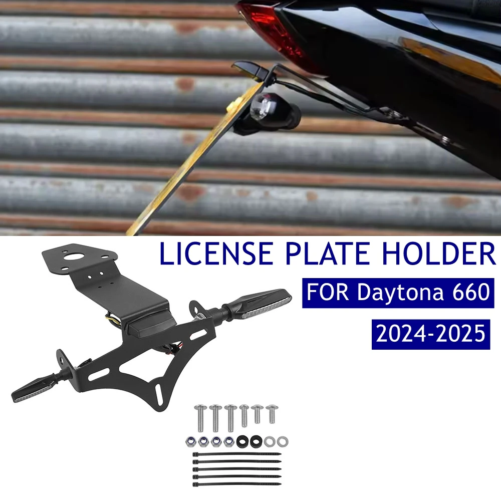 

Motorcycle With LED Turn Signal Light Rear License Plate Holder Frame For Daytona 660 Daytona660 2024 2025 Fender Eliminator