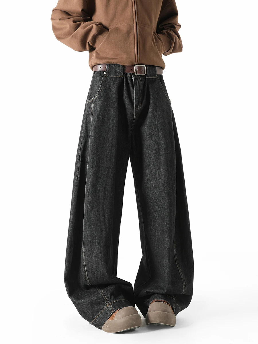 

Boyue American Waed Versatile Wide Leg Jeans Men's Personali Casual Straight Cut Trousers Faionable Street Sle