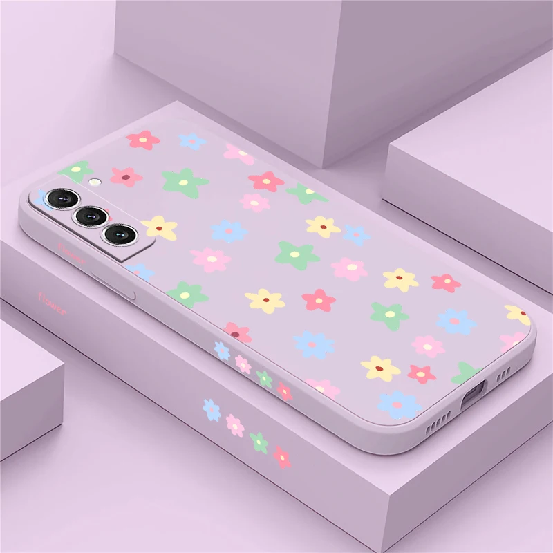 S26 Ultra Fashion Flower Print Phone Case For Samsung Galaxy S25 Edge S24 FE S23 Plus S22+ S21 S20 Shockproof Matte Soft Cover