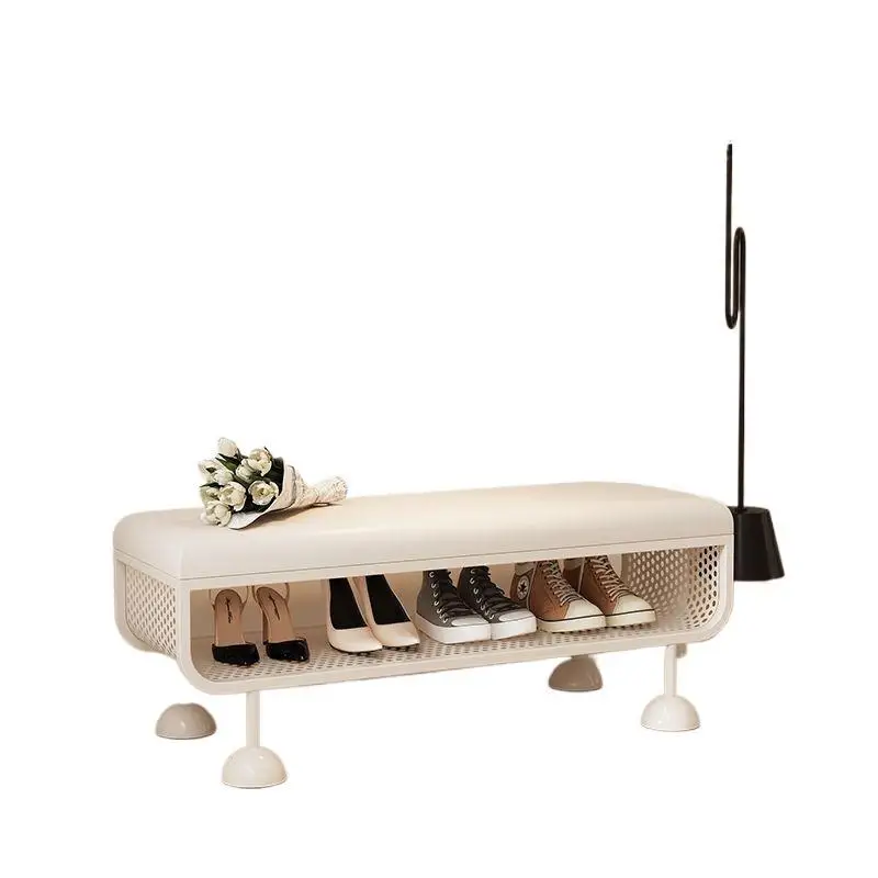 

Cream style household shoe rack entry door sitting stool shoe cabinet entrance integrated long strip home storage