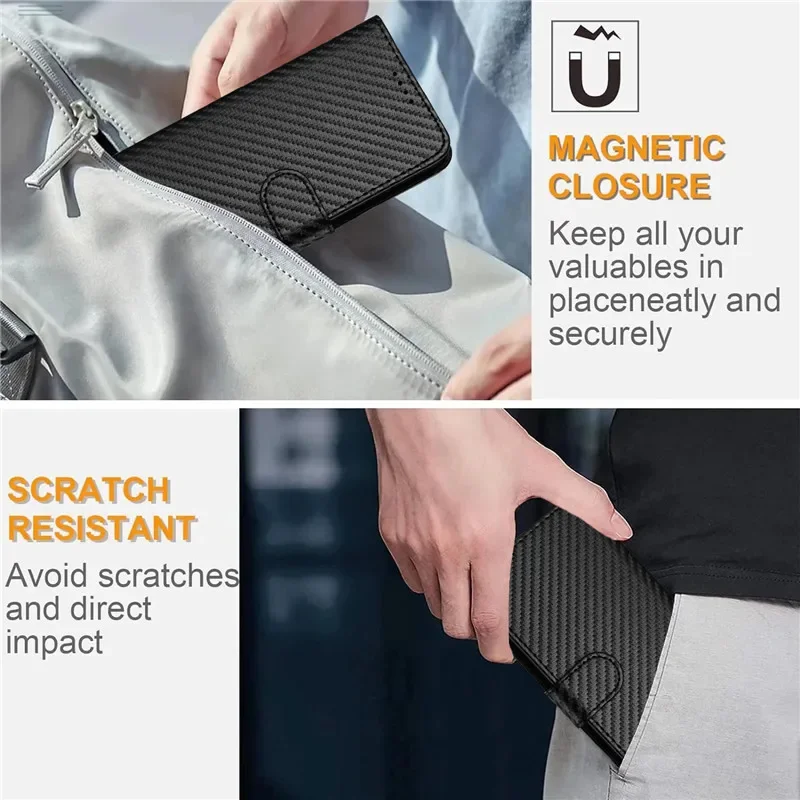 Sarung ponsel lipat serat karbon, untuk Samsung Galaxy Note 8 9 10 Plus 20 Pro Note20 Ultra 5G kulit Solid dompet anti-maling