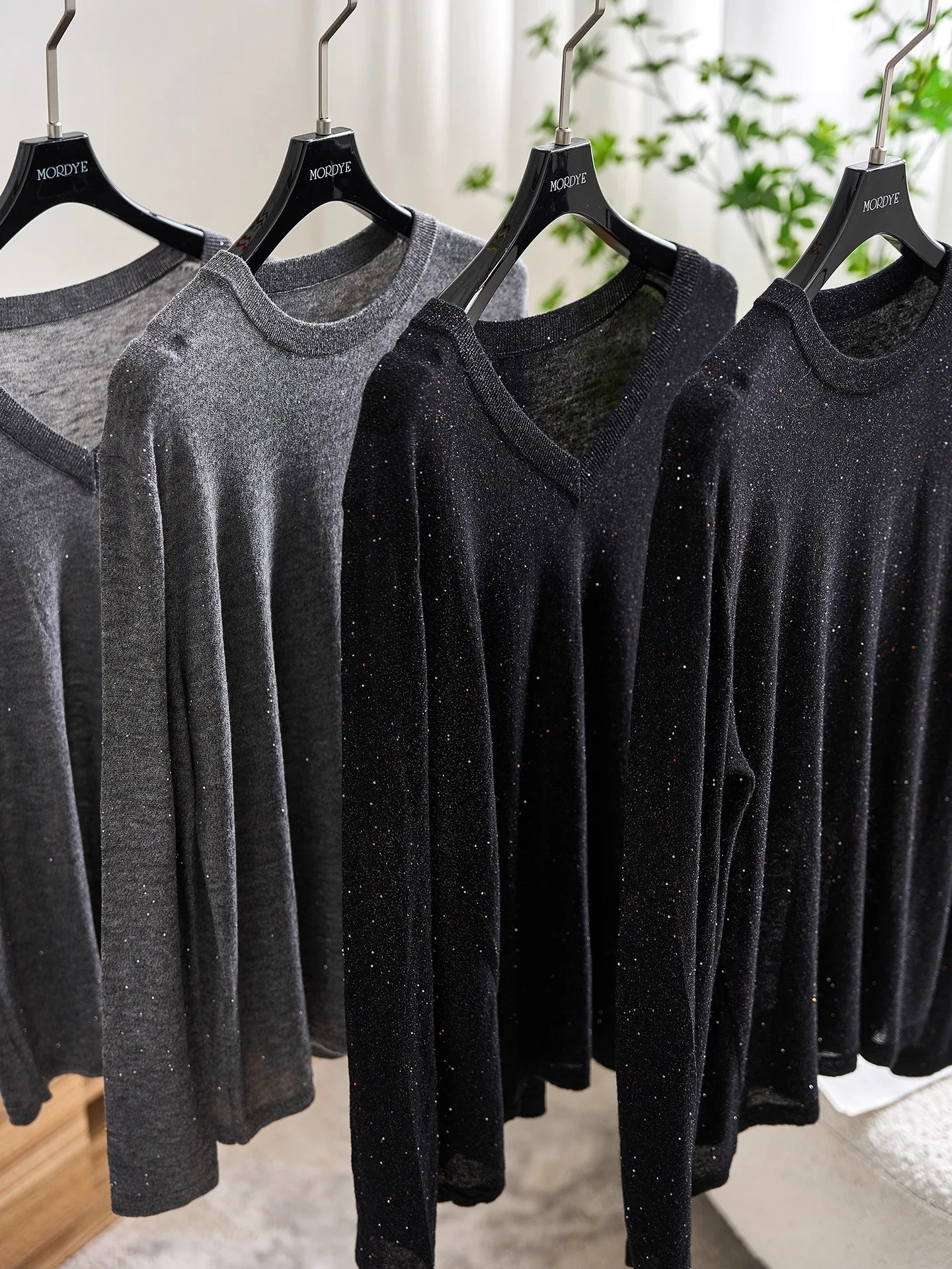 

Ele Thin Woolen Knitted Sweater V-Ne Beaded Lightweight Premium Quali Women's Faion Commute Sle Long Sve Top