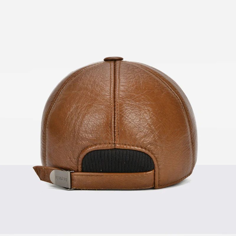 2024 Adjustable Men\'s Genuine Cowhide Leather Baseball Cap for Fall Winter Outdoor Sports Hat Men Real Cowhide Leather Caps