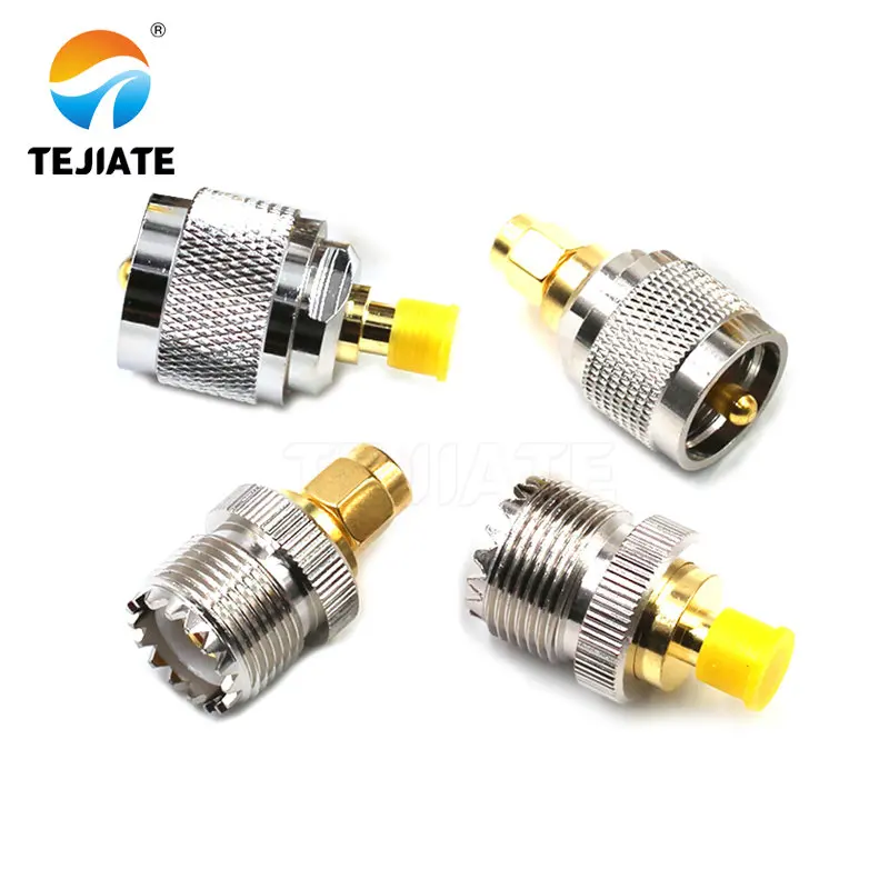 1PCS SMA-UHF female and male to male RF coaxial adapters for testing all copper connectors of SMA to UHF interphones