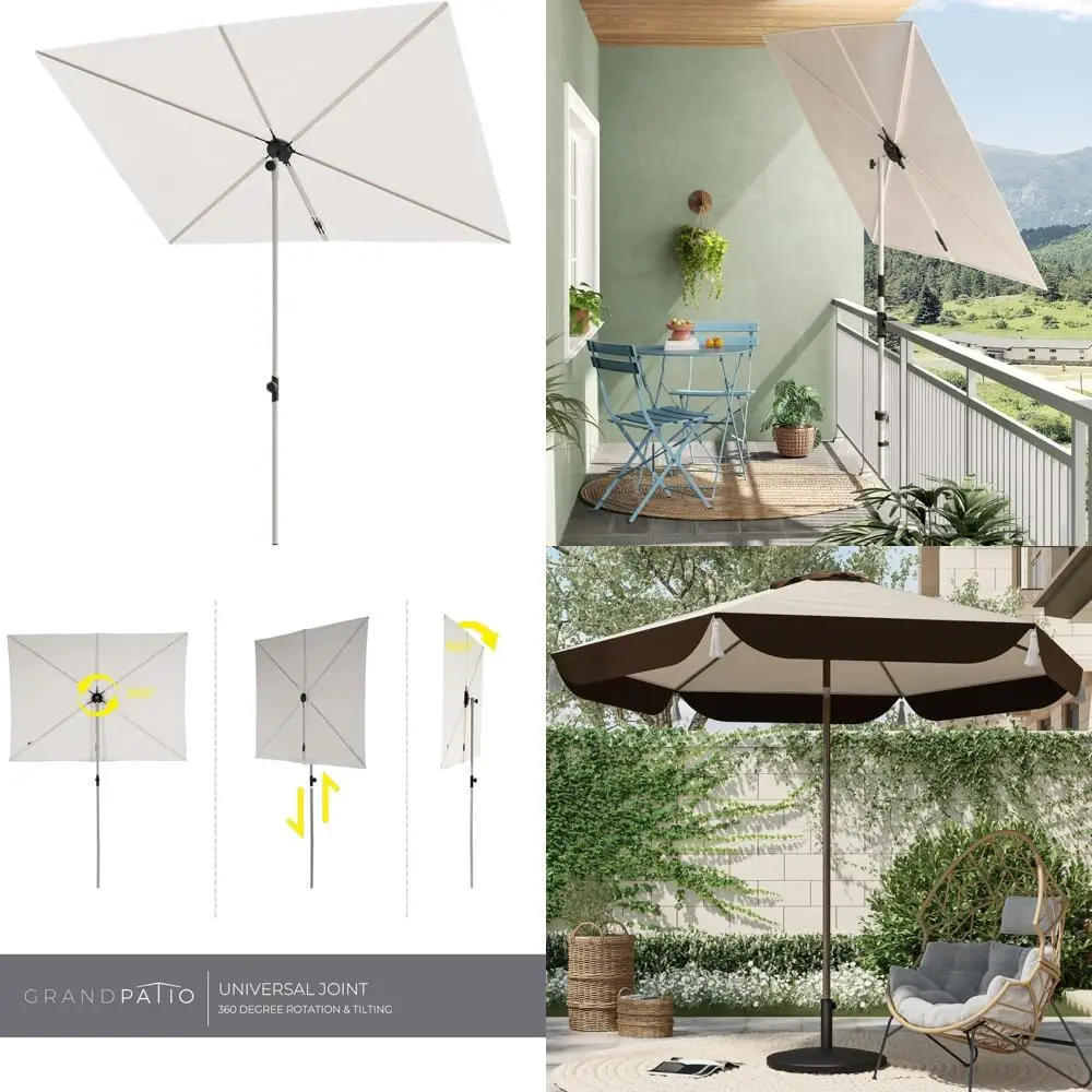 

Rectangular Outdoor Patio Shade Umbrella with 360-Degree Rotation, JENA 6x4 FT Versatile Canopy, 128 Characters Long Tail Keywor