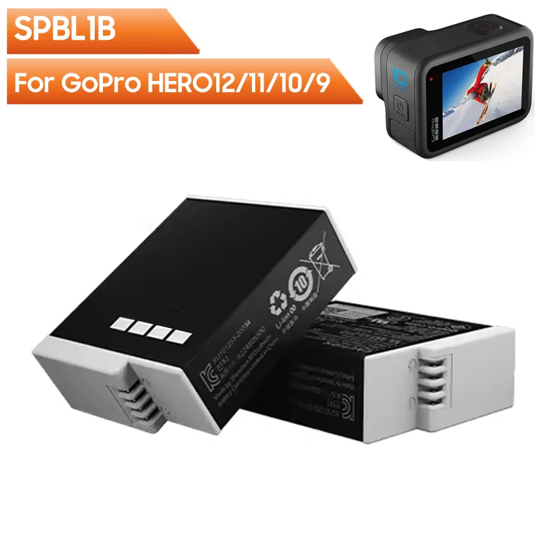 

New Replacement Battery SPBL1B For GoPro HERO12 HERO11 HERO10 HERO9 Enduro Batteries