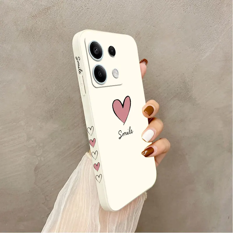 Note 13 Pink Heart Silicone Phone Case For Xiaomi Redmi Note 13 13Pro shatterproof Protection Redmi Note 13ProPlus Back Cover