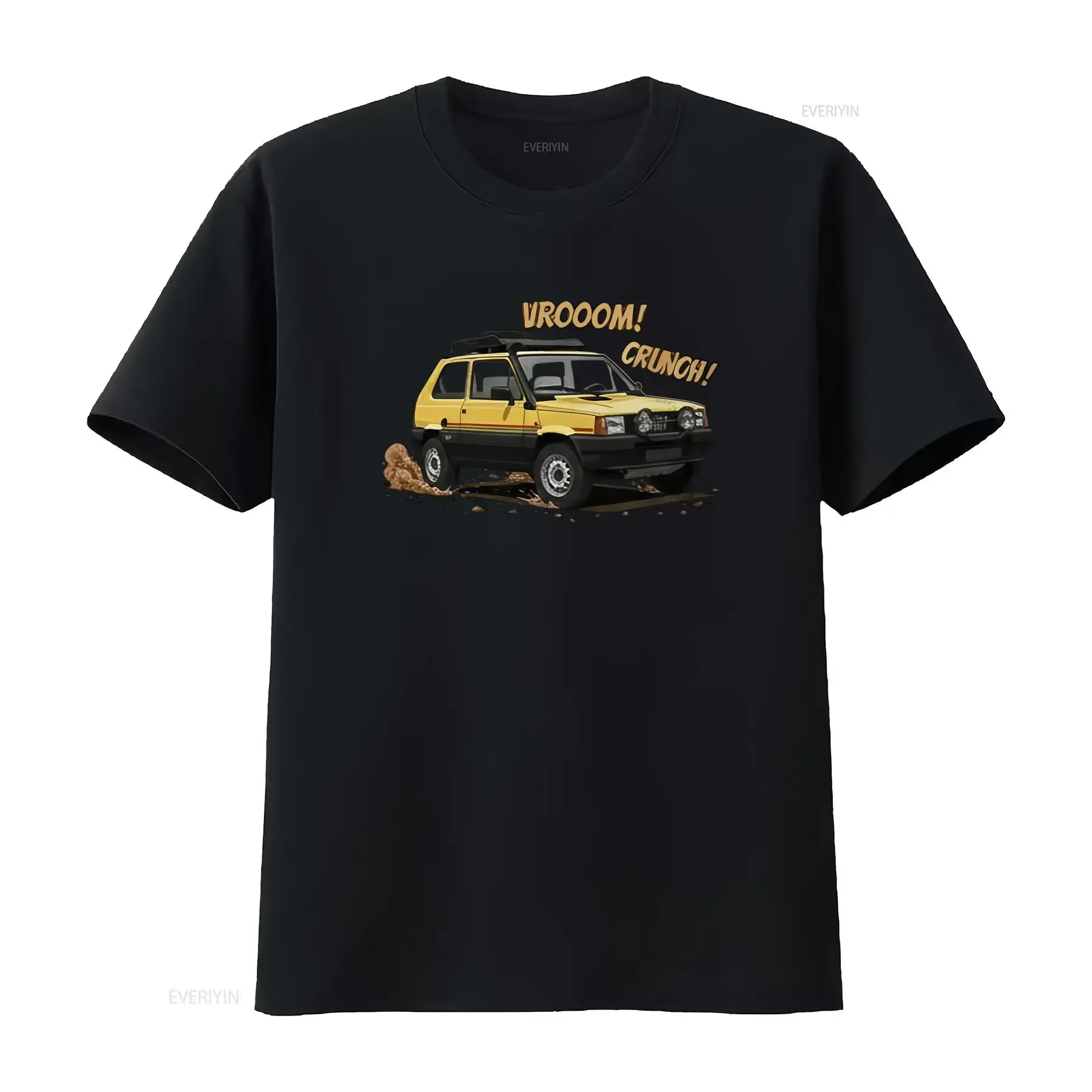 Maglietta con Logo Auto Panda 4X4 Girocollo Casual in Maglia Taglie da S a XL Lavabile Lavatrice Perfetta per vintage Washed