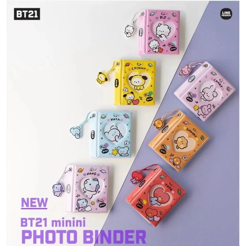 

Anime BT21 Mini Album Card Storage Booklet Cartoon CHIMMY TATA Cooky Shooky 3-inch Card Book Fans Collect Gifts
