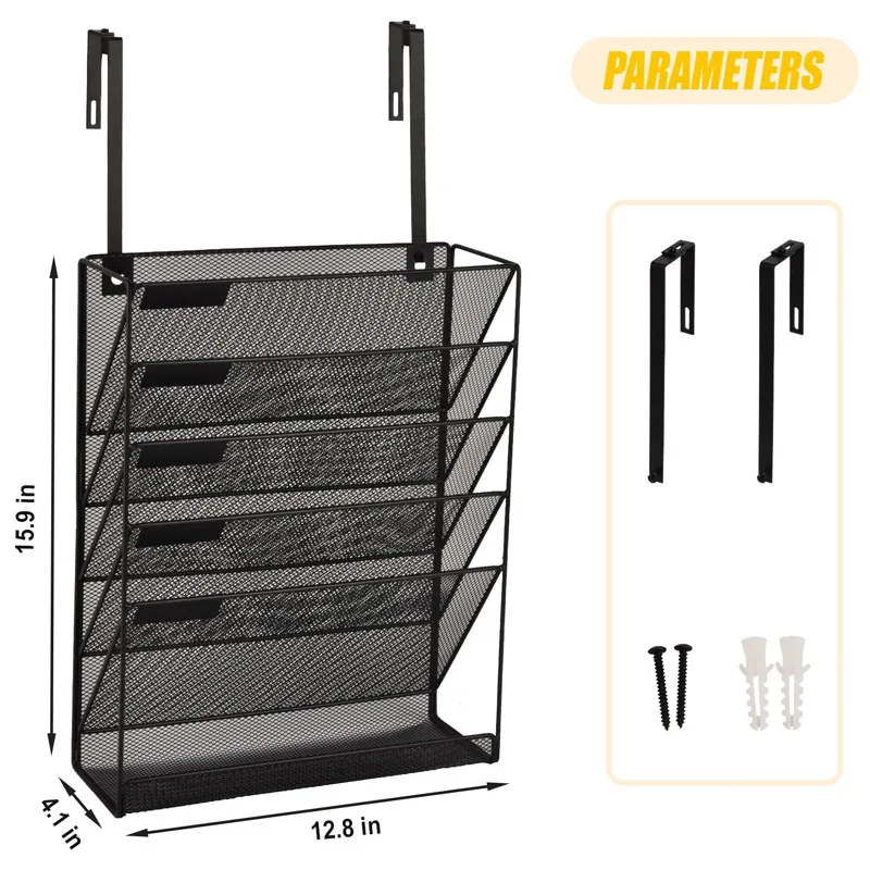 New Wall Mounted Iron Mesh Desktop File Storage Rack Office Supplies