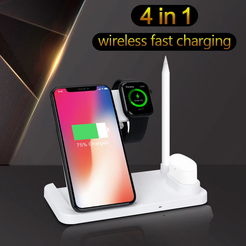 

20W 4 in 1 Wireless Charger For iPhone 13 12 11 Pro Max XR XS 8 Plus Fast Charging Dock Station Stand For Airpods Pro iWatch 4