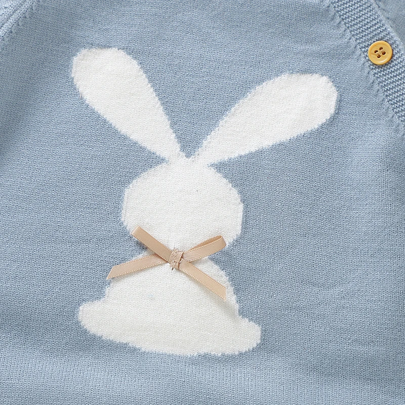 Aqua Blue Short Sleeve Baby Girls Rabbit Print Rompers Sweet Newborn Jumpsuit Soft Infant Bodysuit Sleepsuit One-piece Outfit