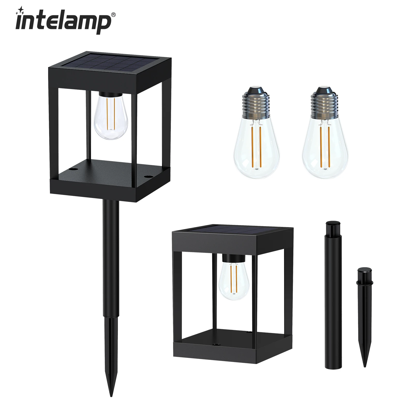 Solar Pathway Lights 2 Pack Solar Lights Outdoor IP65 Waterproof Garden Lights with 4 Bulbs for Walkway Driveway Lawn Yard Patio