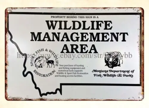 wall posters 1980s Montana Wildlife Management Area fish parks metal tin sign