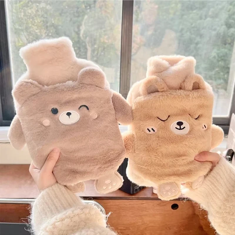 Hot Water Bag With Cute Cartoon Pattern Comfortable Plush Warm And Safe Portable In Winter Water Filling And Heating Treasure