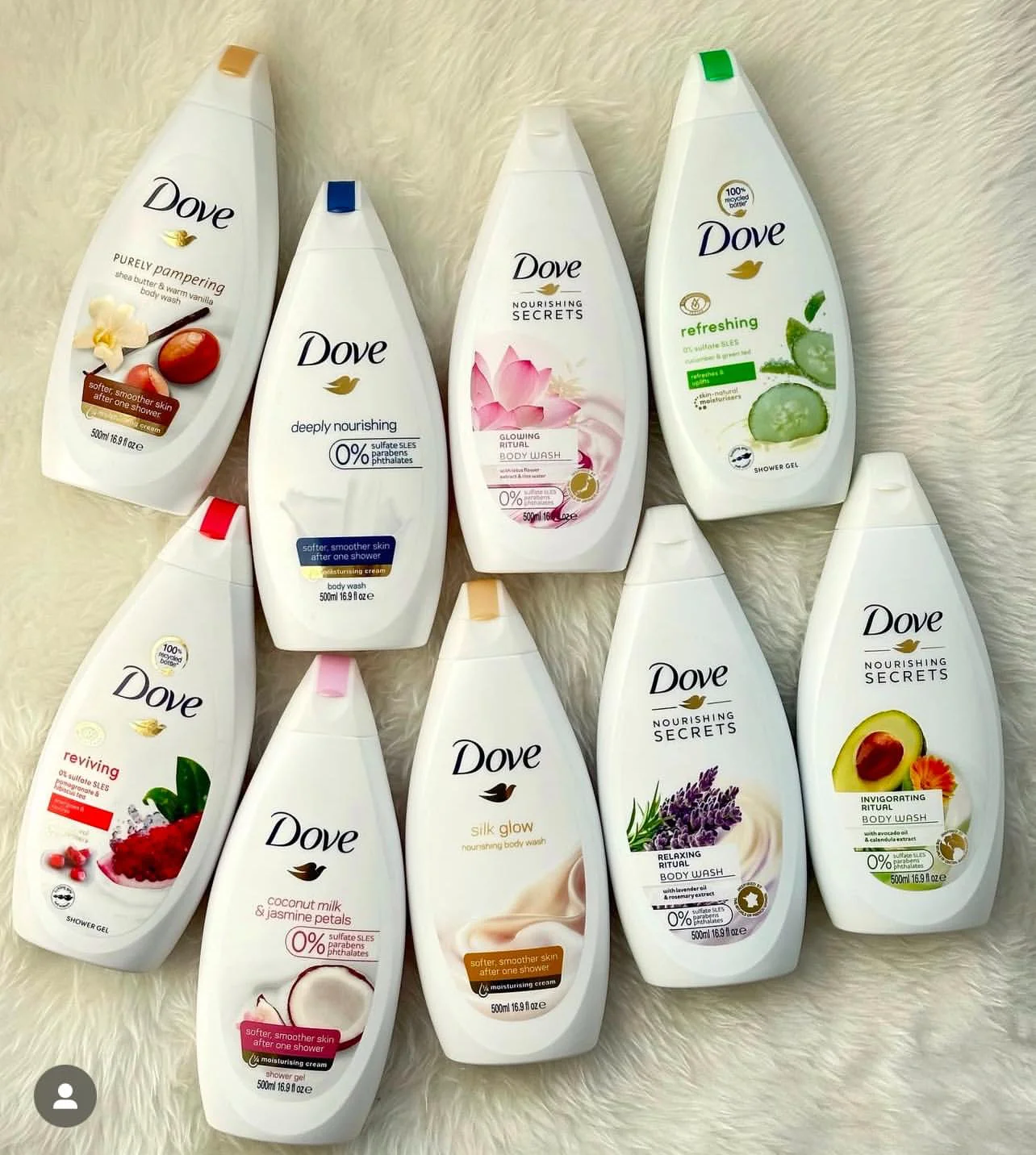 DOVE Body Wash Scrub Cleanses 3 PCS Set the Skin Evening Shampoo Body Care Skin Smooth Vanilla Avocado Long-Lasting Fragrance