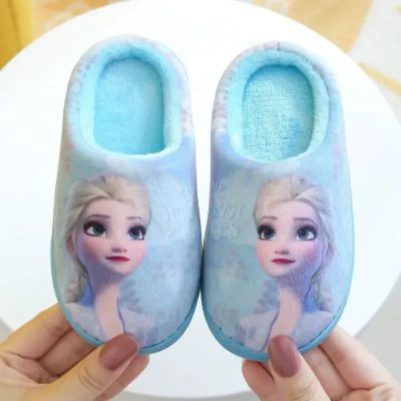 Children Cotton Slippers Baby Boy Girl Cartoon Frozen Elsa Sofia Spiderman Autumn Winter Warm Princess Indoor Bedroom Home Shoes