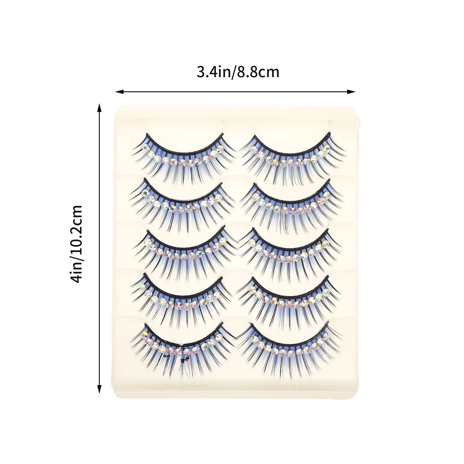 5 Paar dicke gefälschte Wimpern, Diamant-Dekor, sofortige Augen, glamourös, glänzend, für Bühnenpartys, Cosplay, Performance-Make-up