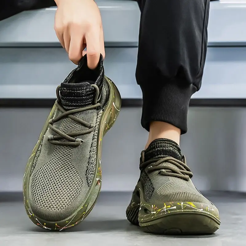 Big Size Men Shoes Summer Breathable Mesh Sneakers Casual Running Sports Soft Sole Height Increasing Dad Shoes