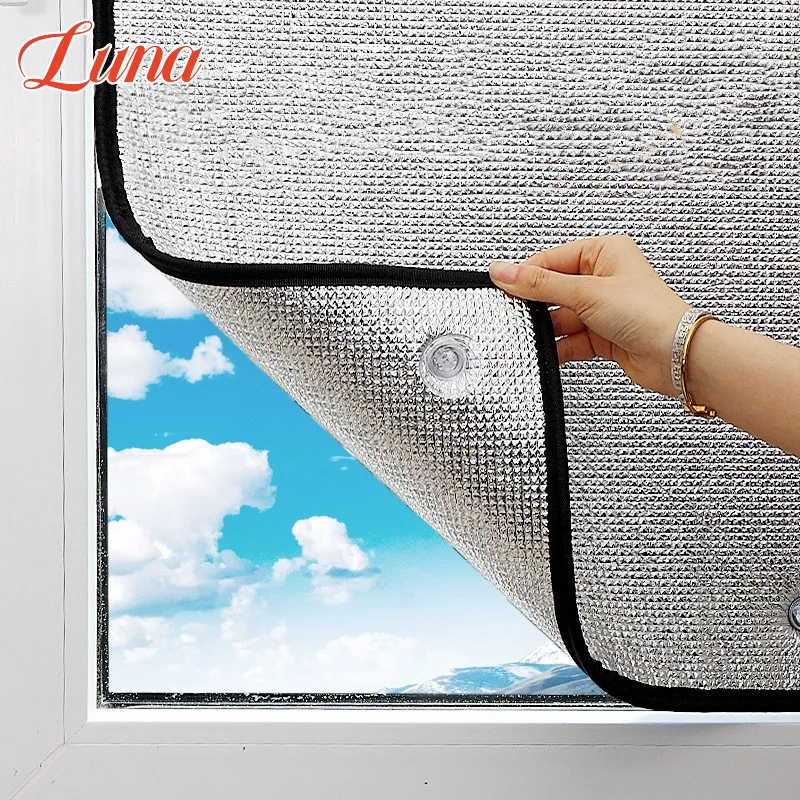 Window Film Blackout Aluminum Foil with Suction Cup Double Layer UV Block Privacy Window Films Glass Sunshading Board Home Film