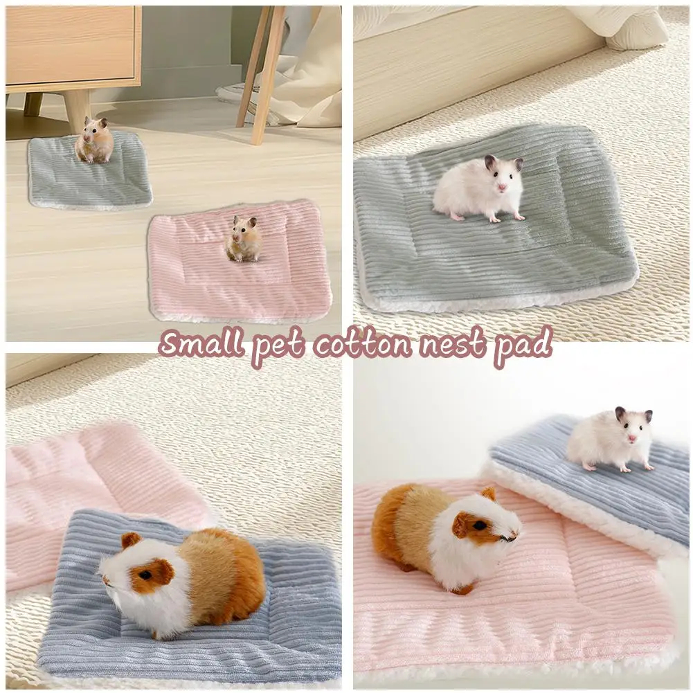 Hamster Nest Mat Small Pet Nest Strip Velvet Cotton Pet Hamster Rabbit Cushion Warm Hedgehog Cotton Chinchilla Velvet Mat N J8a4