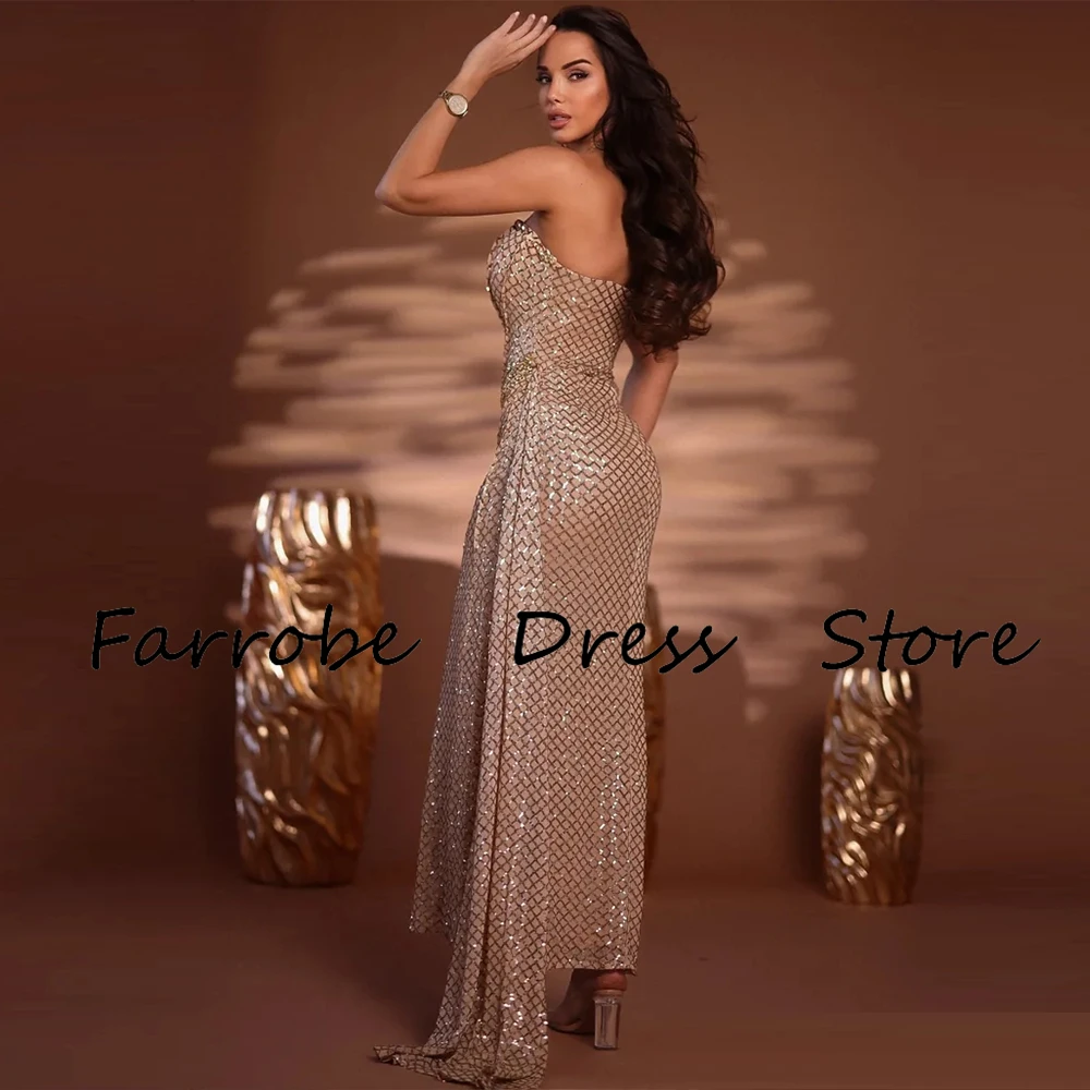 Modern Customized Formal Party Dresses Floor Length Women's Evening Dresses Mermaid Sequin Strapless Formal Wedding Prom Dress