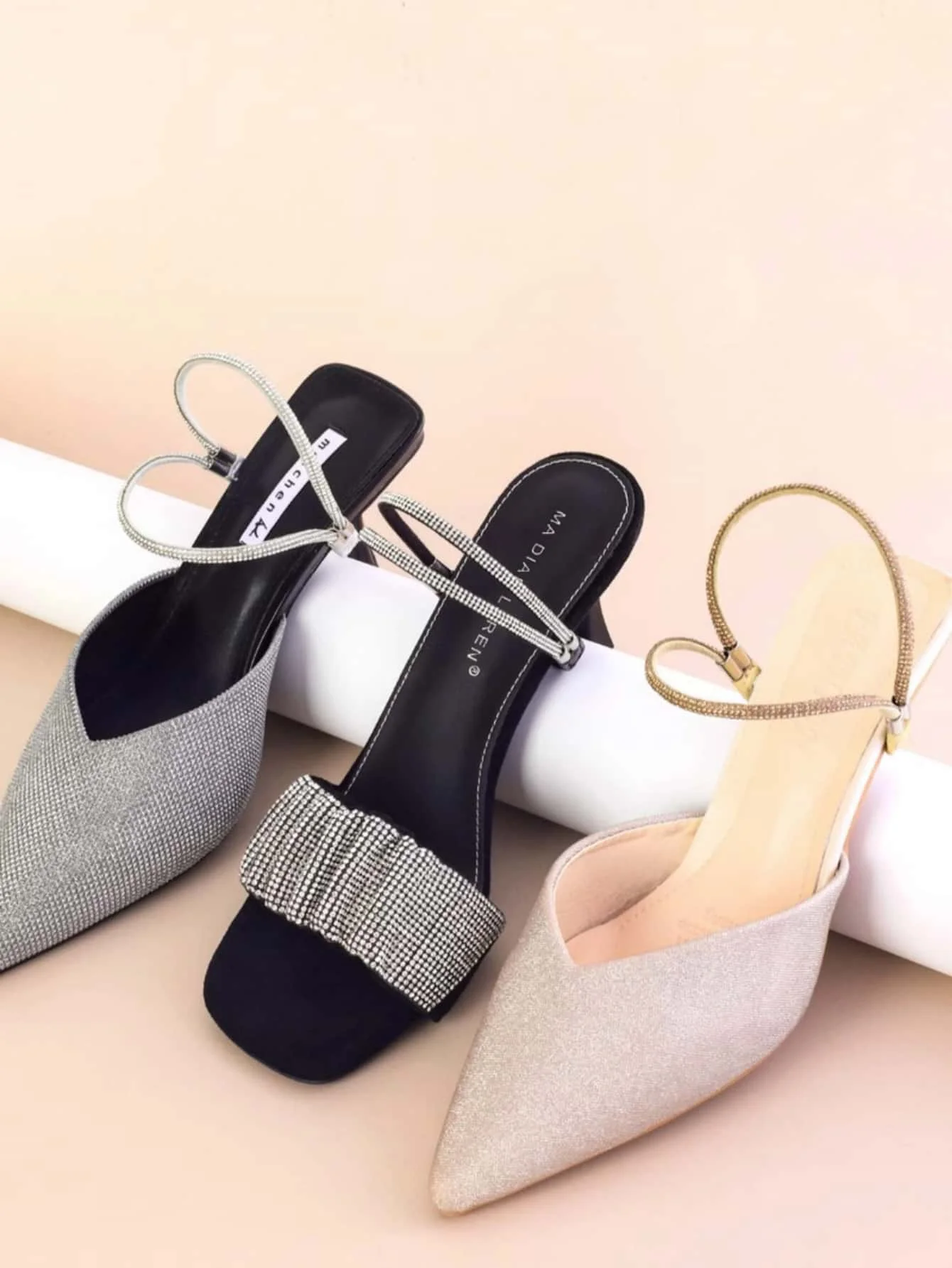 1 pair Women high Heeled shoe with Anti Loosening diamond laces anti-falling heel with diamond elastic fixation strap rhinestone image 6