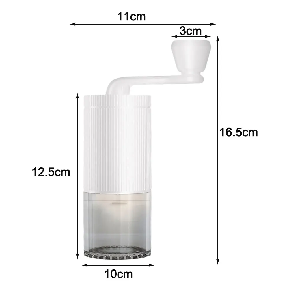 Portable Manual Coffee Grinder with Adjustable Burr - For Espresso Press Moka 16.5x14cm Clear Stainless Steel ABS