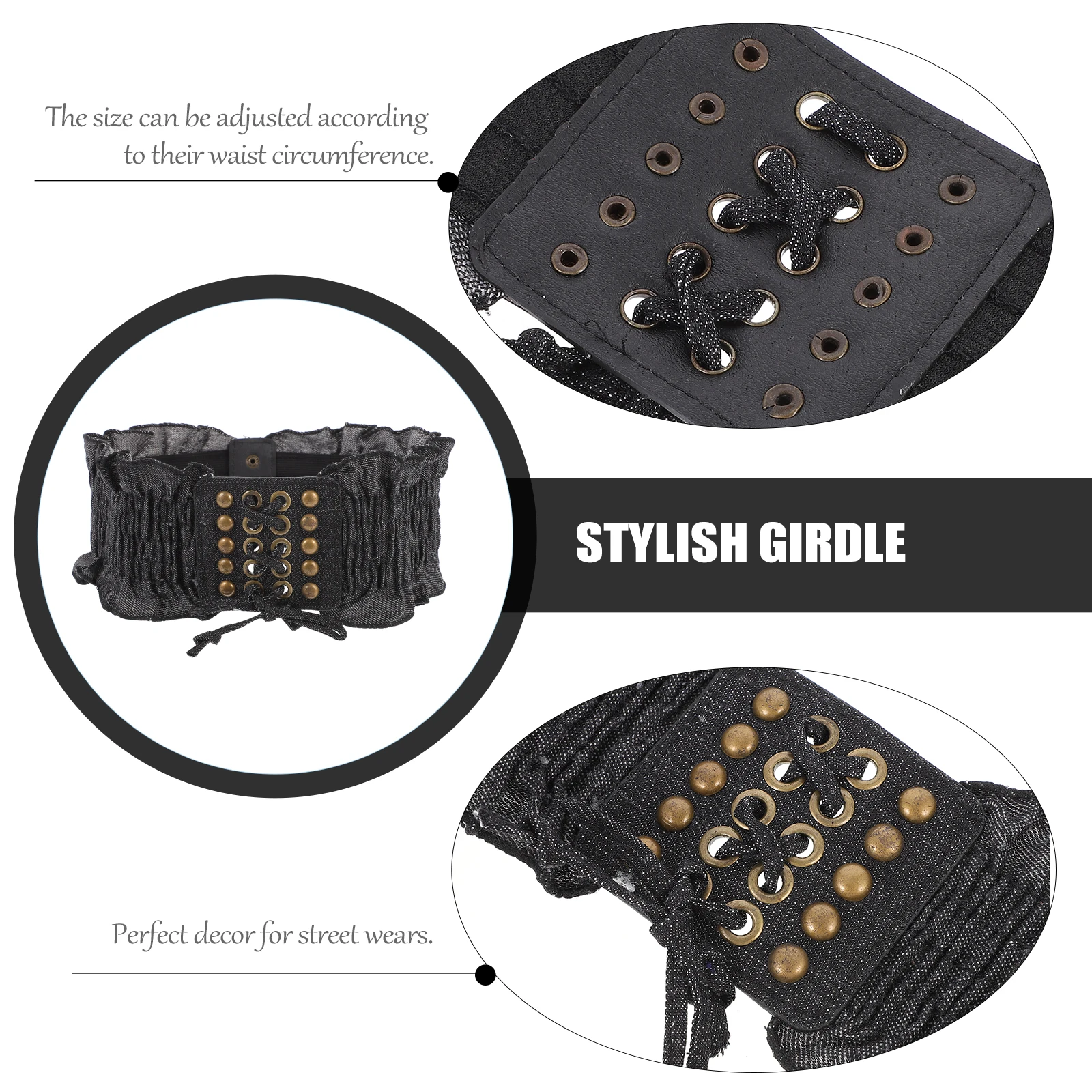 

1Pcs Adjustable Elastic Waist Girdle Denim Waistbelt Macrame Design Comfortable Breathable Elastic Girdle