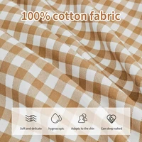 100% Cotton Duvet Cover Set,Bedding Set With Plaid Stripe,Skin Friendly Breathable,1 Duvet Cover,2 Pillowcase,Japan Simple Style 4