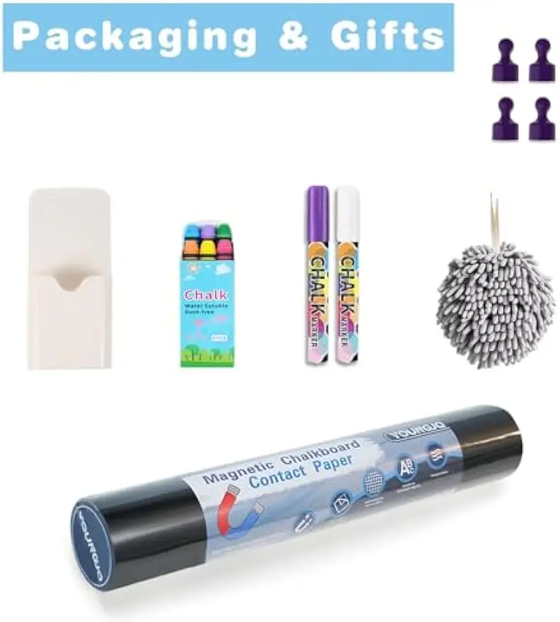 Rolo de papel de parede de quadro magnético autoadesivo 48x24 polegadas com kit inicial para decoração de casa