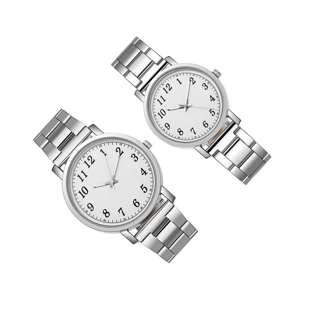 2Pcs Ladies Wristwatches Couple Silver Modern Minimalist Mechanical Casual Business Outdoor Gift Men