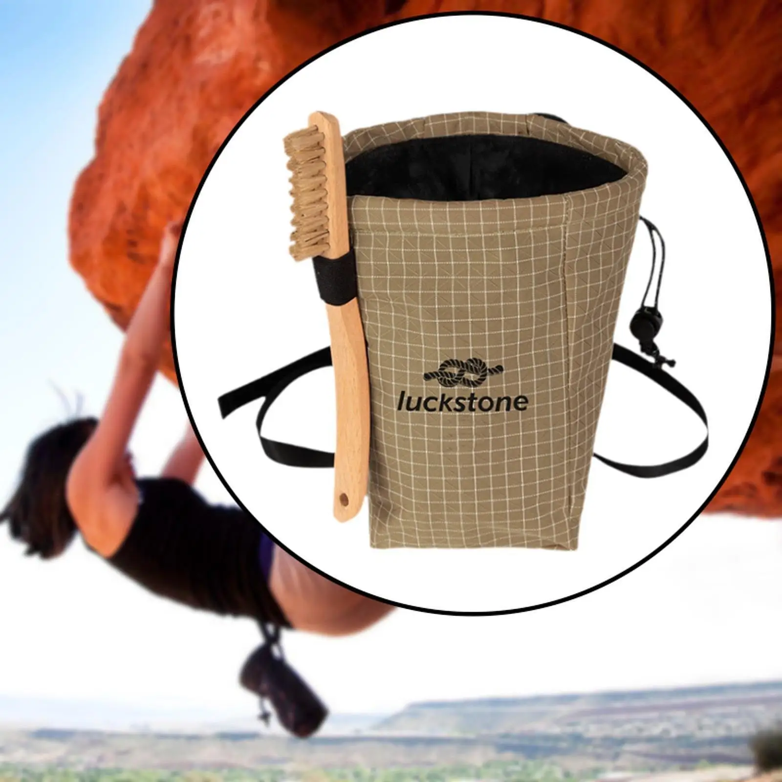 Portable Climbing Chalk Bag UHWPE Blended Fabric Large Opening Pouch with Belt for Gym Hiking Camping