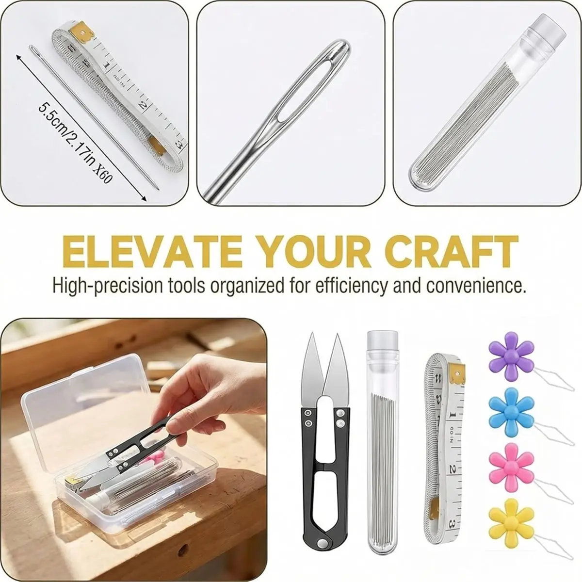 Industrial Tools 68 Pcs Beading Set, Size 10 Long Straight Beading with Scissors and Threader, for Jewelry Making, Beads, Embroi
